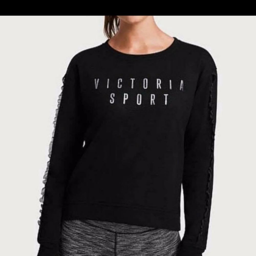 Victoria's Secret Sport Ruffle Sleeve Sweatshirt Womens S Activewear Thumb hole